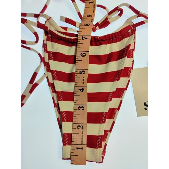 SAME LOS ANGELES 2 PC BIKINY WOMENS Triangle Top And String Bootom S Striped - Picture 8 of 10